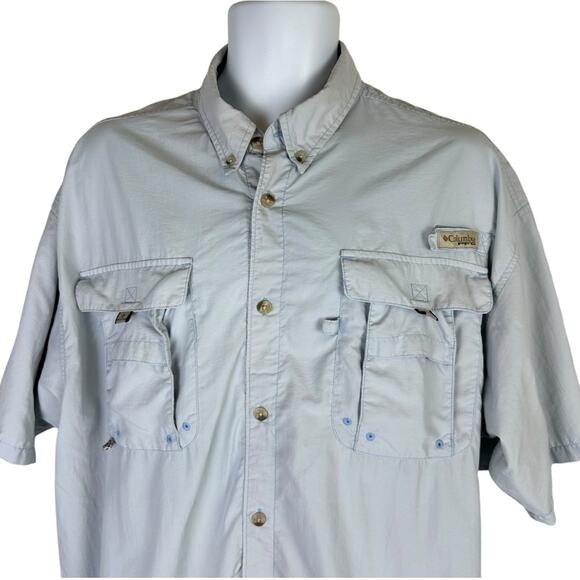 Columbia PFG Performance Shirt Short Sleeve Blue Size XL Vented - Picture 2 of 7